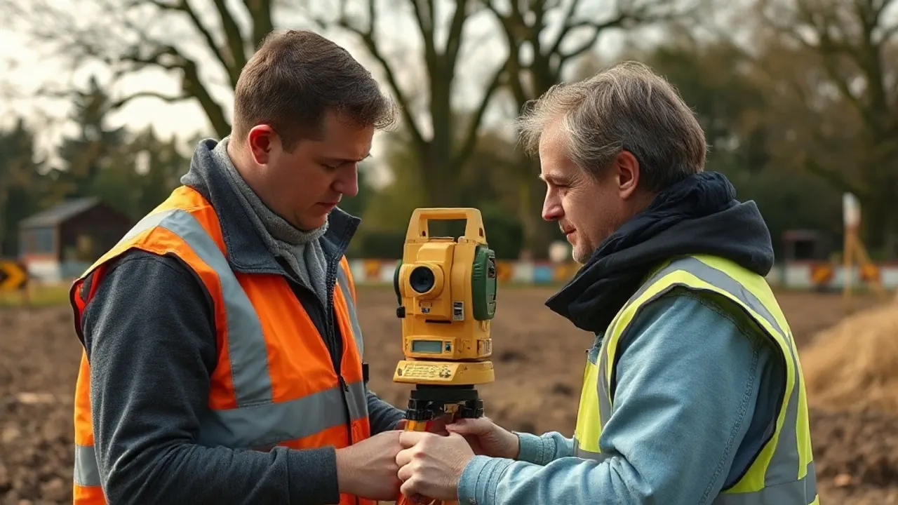 Two professionals working on Boundary survey near Gravesend