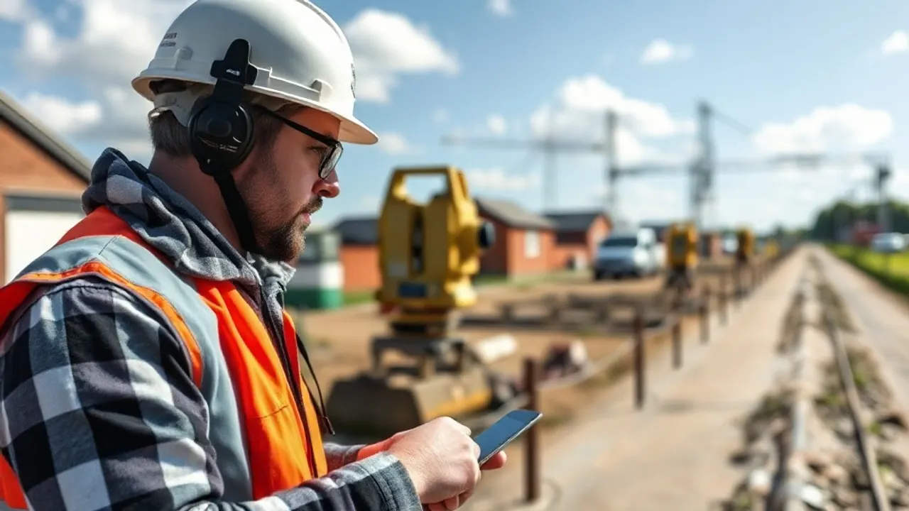 A professional carrying out Land surveying near Gravesend