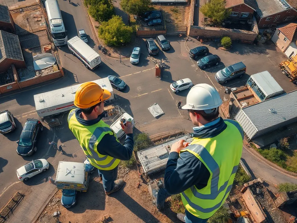 An elevated view across a site relevant to site detail mapping near Gravesend