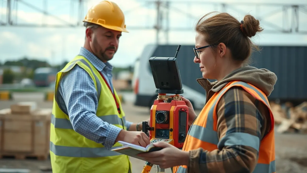 Two professionals working on Site surveying in Northfleet and Ebbsfleet near Gravesend